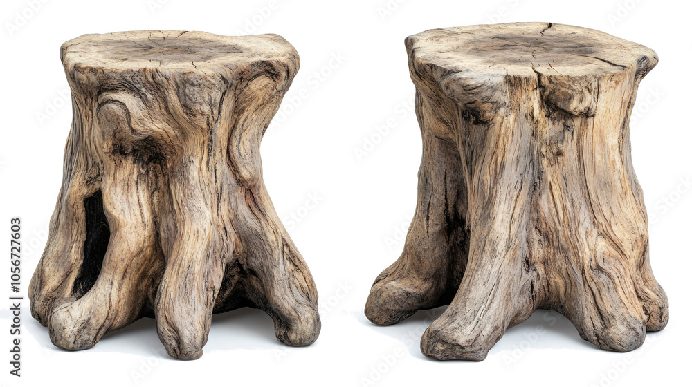 Poster unique tree stumps collection showcasing natural textures and shapes generative ai