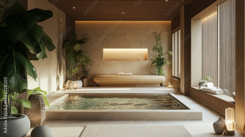 Poster calming spa environment with a balanced layout.
