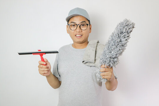 portrait of cleaning service cleaning the office