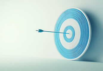 3D render of a blue target with an arrow, Generative AI