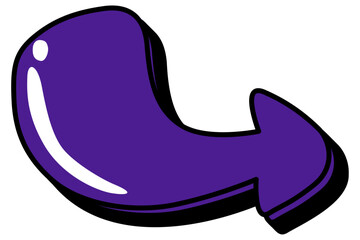 A stylized purple 3D arrow pointing to the right, with a vibrant and bold design.