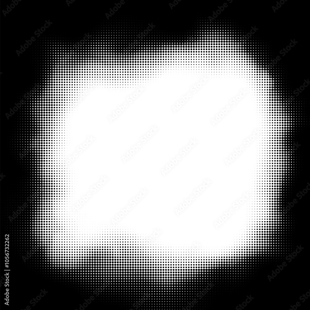 Poster black and white halftone background. abstract illustration of round particles. the dots form shapele