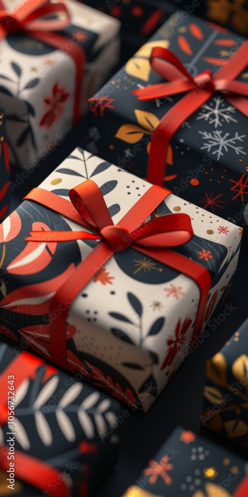 Aufkleber conceptual design of a christmas present with unique and creative patterns.