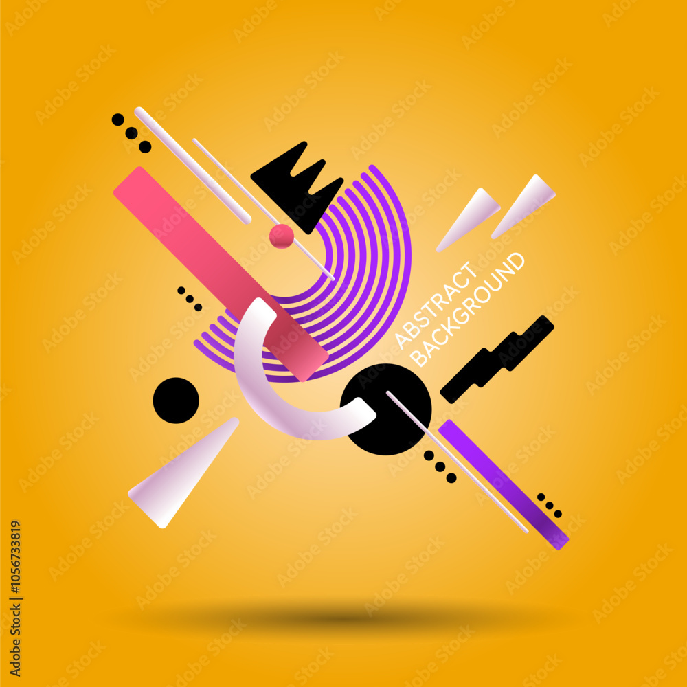 Poster abstract background with various bright geometric shapes. concise design. a composition of figures o