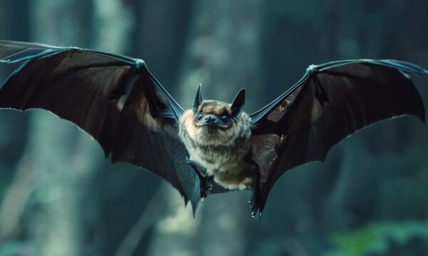 a bat flying through the night sky