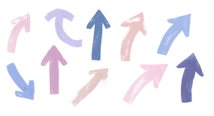 Hand-Drawn Grunge Arrow Brush and Paint: Isolated on Transparent Background, PNG Format