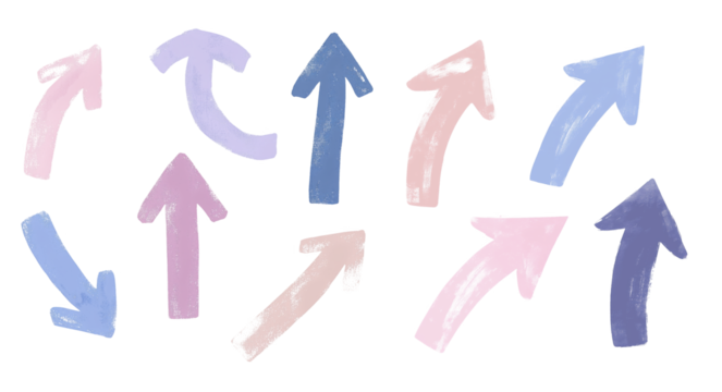 Hand-Drawn Grunge Arrow Brush and Paint: Isolated on Transparent Background, PNG Format