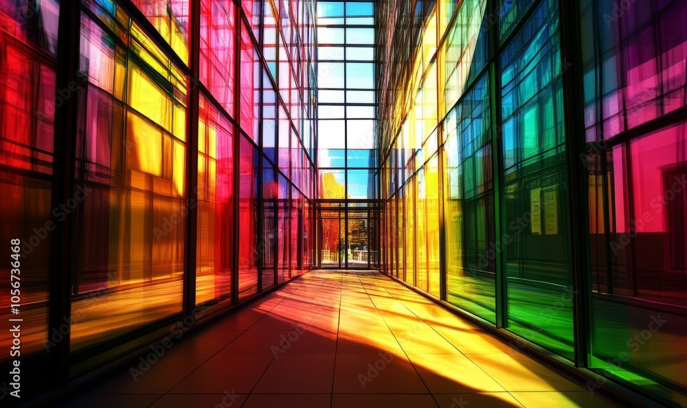 Poster vibrant color gradient abstract architecture