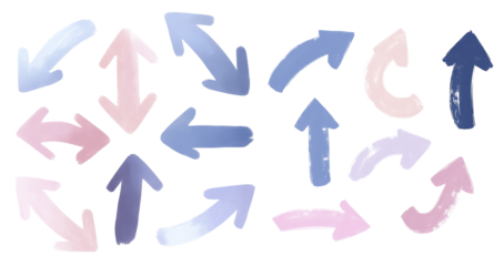 Hand-Drawn Grunge Arrow Brush and Paint: Isolated on Transparent Background, PNG Format