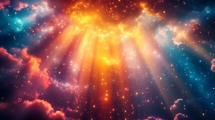 Obraz premium A Cosmic Landscape with Vibrant Clouds and Sparkling Stars