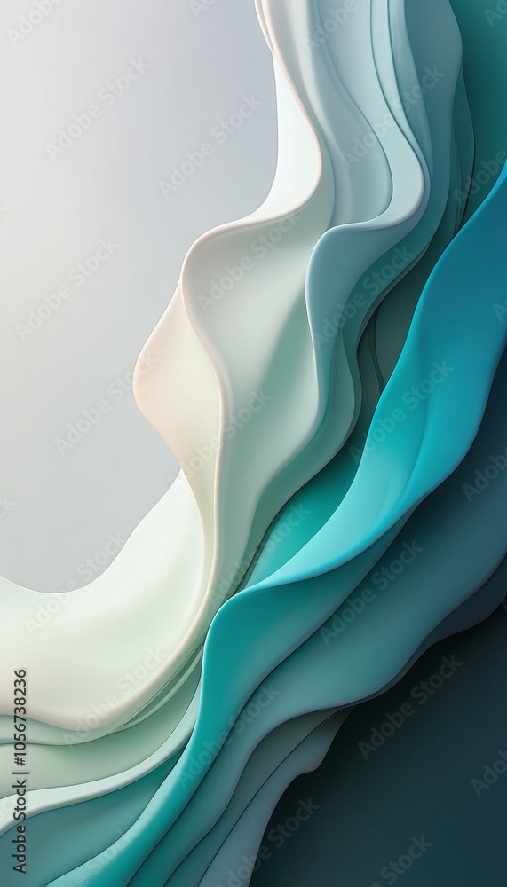 Poster elegant fluid wave pattern in gradient blue and white color scheme