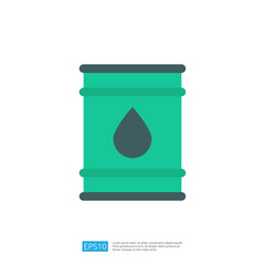 A simple illustration of a green oil barrel with a drop symbol, representing the oil industry and its resources.
