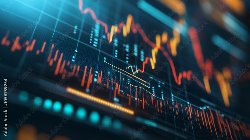 Poster a graph with red and orange lines showing a downward trend