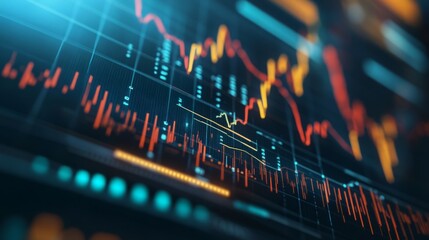 A graph with red and orange lines showing a downward trend