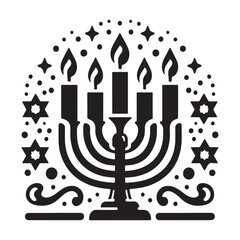 Hanukkah candle silhouette vector. Hanukkah candle icon. Hanukkah menorah logo symbol design on a white background