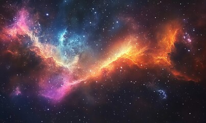 Naklejka premium 360 degree space nebula panorama, equirectangular projection, environment map. HDRI spherical panorama. Space background with nebula and stars.