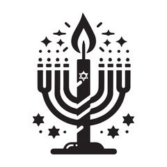 Hanukkah candle silhouette vector. Hanukkah candle icon. Hanukkah menorah logo symbol design on a white background