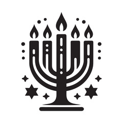 Hanukkah candle silhouette vector. Hanukkah candle icon. Hanukkah menorah logo symbol design on a white background