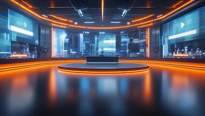 Futuristic News Studio Design - obrazy, fototapety, plakaty