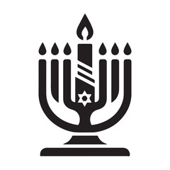 Hanukkah candle silhouette vector. Hanukkah candle icon. Hanukkah menorah logo symbol design on a white background