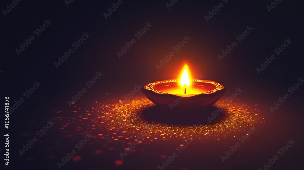 Poster minimalist diwali design with a single lamp and subtle golden light.