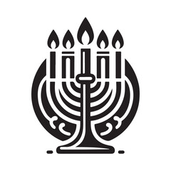 Hanukkah candle silhouette vector. Hanukkah candle icon. Hanukkah menorah logo symbol design on a white background