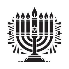 Hanukkah candle silhouette vector. Hanukkah candle icon. Hanukkah menorah logo symbol design on a white background