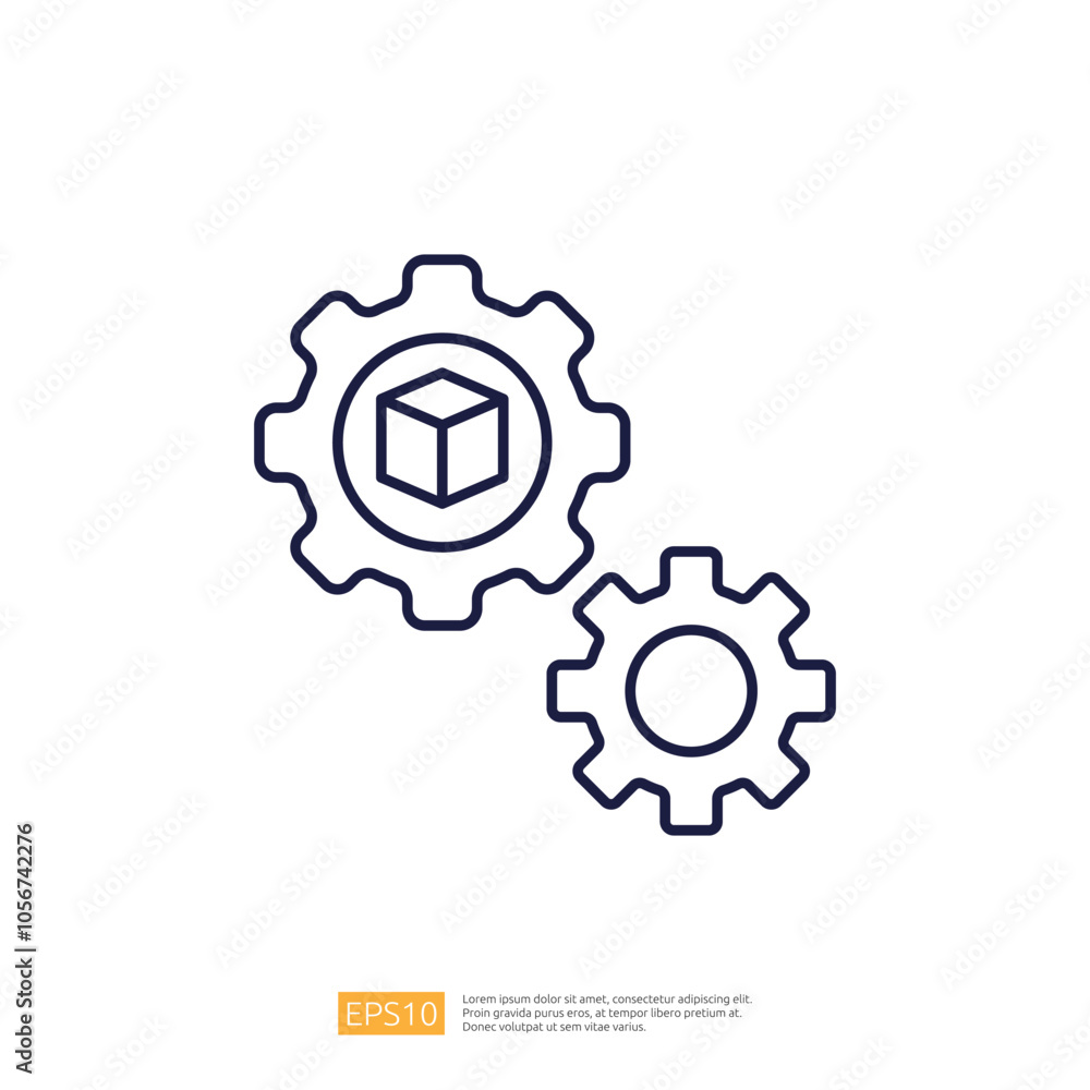 Poster the image features two interlocking gears, one with a cube symbol inside, representing concepts of e