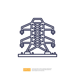 A simple line illustration of a power transmission tower, representing electrical infrastructure and energy distribution.