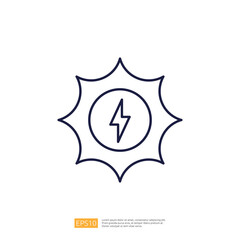 The image features a simple, outlined graphic of a sun with a lightning bolt inside, symbolizing energy or power.