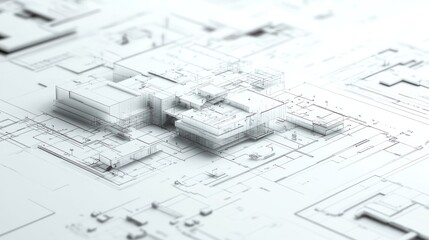 Abstract architectural blueprint with intricate design elements.