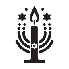 Hanukkah candle silhouette vector. Hanukkah candle icon. Hanukkah menorah logo symbol design on a white background