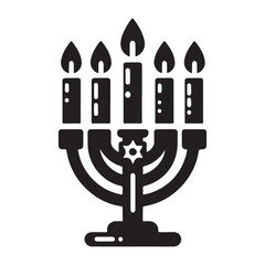 Hanukkah candle silhouette vector. Hanukkah candle icon. Hanukkah menorah logo symbol design on a white background