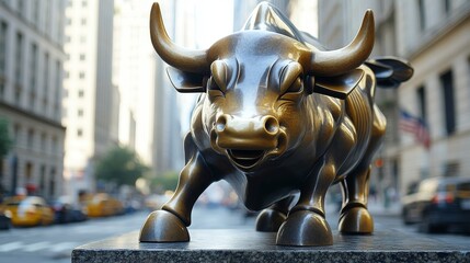 The Charging Bull Sculpture in the Financial District of New York City