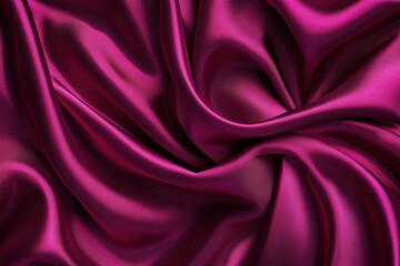 Luxurious deep magenta satin textile. Smooth drape on shiny finish. Rich background with creative space. Banner style. Ample. Broad. Panoramic perspective. Seasonal application