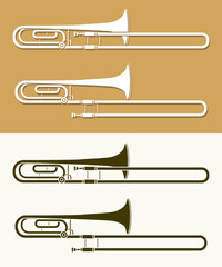 Trombone Orchestra Instrument Cartoon Music Graphic Vector