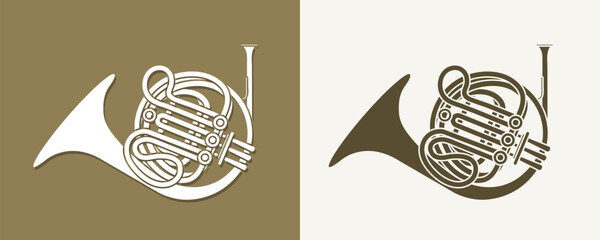French Horn Orchestra Instrument Cartoon Music Graphic Vector