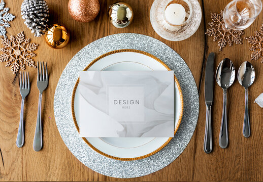 Stationery Menu Card Flatlay Mockup