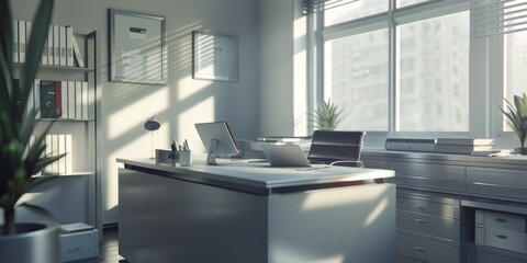 Professional setting with sleek office supplies.