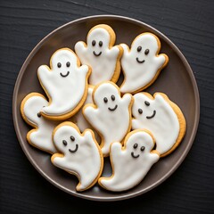 Spooky Sweetness, A Plateful of Ghostly Halloween Cookies for a Spooktacular Treat. 