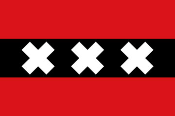 Flag of Amsterdam Capital city and Municipality (North Holland or Noord-Holland province, Kingdom of the Netherlands, Holland)