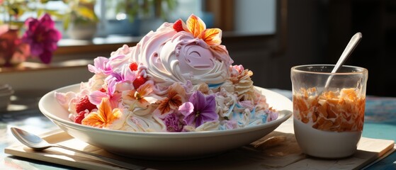 Naklejka premium Colorful Ice Cream Dessert in Japan