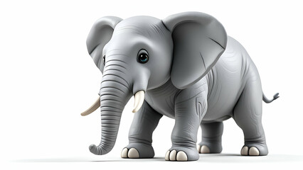 Fototapeta premium 3D Rendered Cartoon Elephant with Large Ears on White Background
