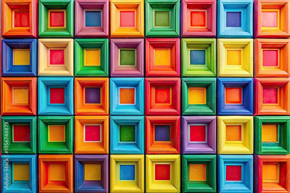 Aufkleber abstract colorful square pattern in vibrant colors - modern geometric background design for minimali