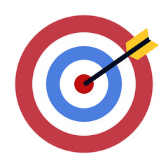 vector illustration target, challenge, objective icon. competitive advantage symbol. successful shot in the darts target. isolated on white background. 