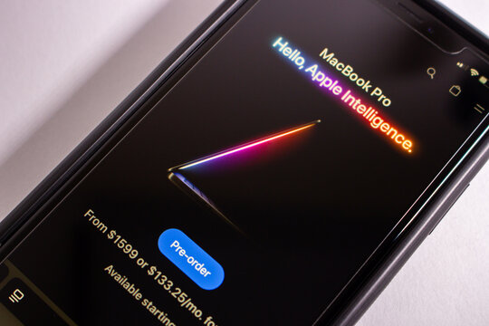 Mexico City, MEXICO - Oct 31 2024 : New MacBook Pro (2024) website. New MacBook Pro is a 2024 model with the latest M4 chip, offering improved performance, power savings, and Apple Intelligence