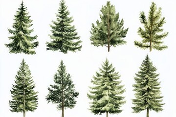 Watercolor Pine Trees Illustration