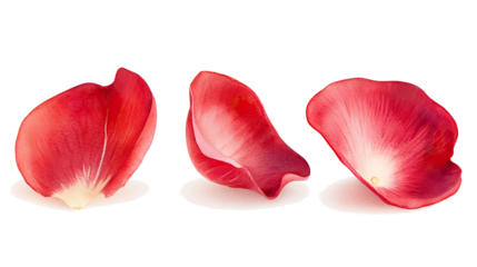 Red Rose Petals Falling on a Transparent Background Generative AI