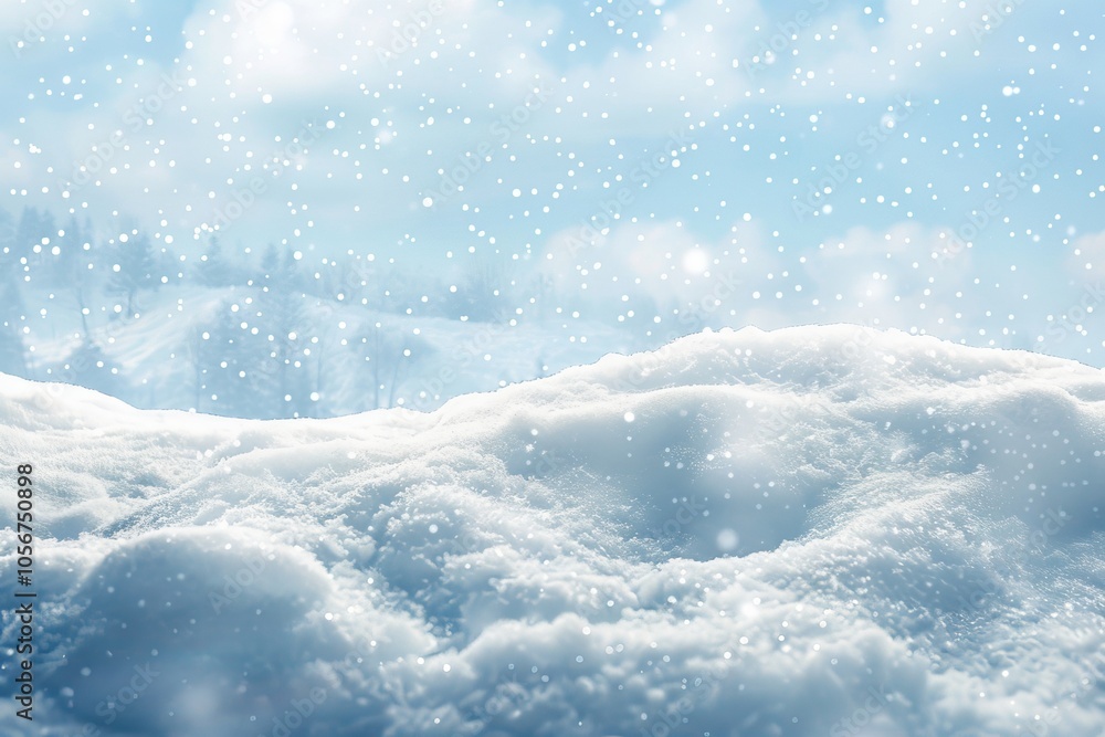 Poster snowy background with blank space for custom messages.