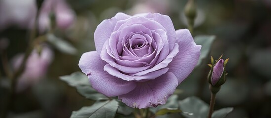 A Pale Purple Varietal Rose Blooms In The Garden